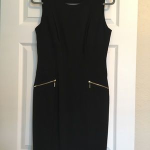 Calvin Klein black fitted dress w zipper pockets